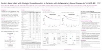 AIBD 2020: Factors Associated with Biologic Discontinuation in Patients with Inflammatory Bowel Disease in TARGET-IBD