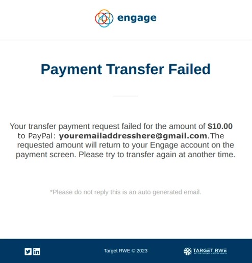 Payment Transfer Failed